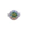 Audrey Style 3-Carat Green Moissanite Ring with Certificate - European and American Fashion.