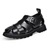 Fashion Big Size Cow Leather Roman Sandals for Men 2025 Summer Designer Hallow Out Platform Shoes Male Fashion Casual Black Sandals Man