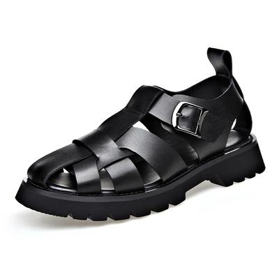 Sandalias Romanas de Cuero Vacuno de Talla Grande para Hombre Verano 2025 Diseñador Hallow Out Zapatos de Plataforma Masculinas Casuales Sandalias Negras Hombre