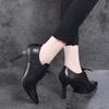 Pointed high heels women's autumn black first-layer cowhide lace-up stiletto fashion shoes two kinds of high-depth single shoes