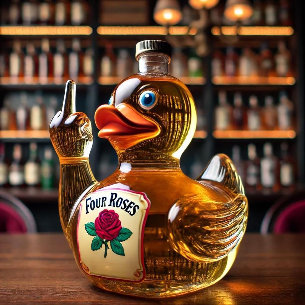 Middle Duck Design Alcohol Bottle -  Creativity Duck Glass Container with Airtight Screw Cap, Unique Gift for Men