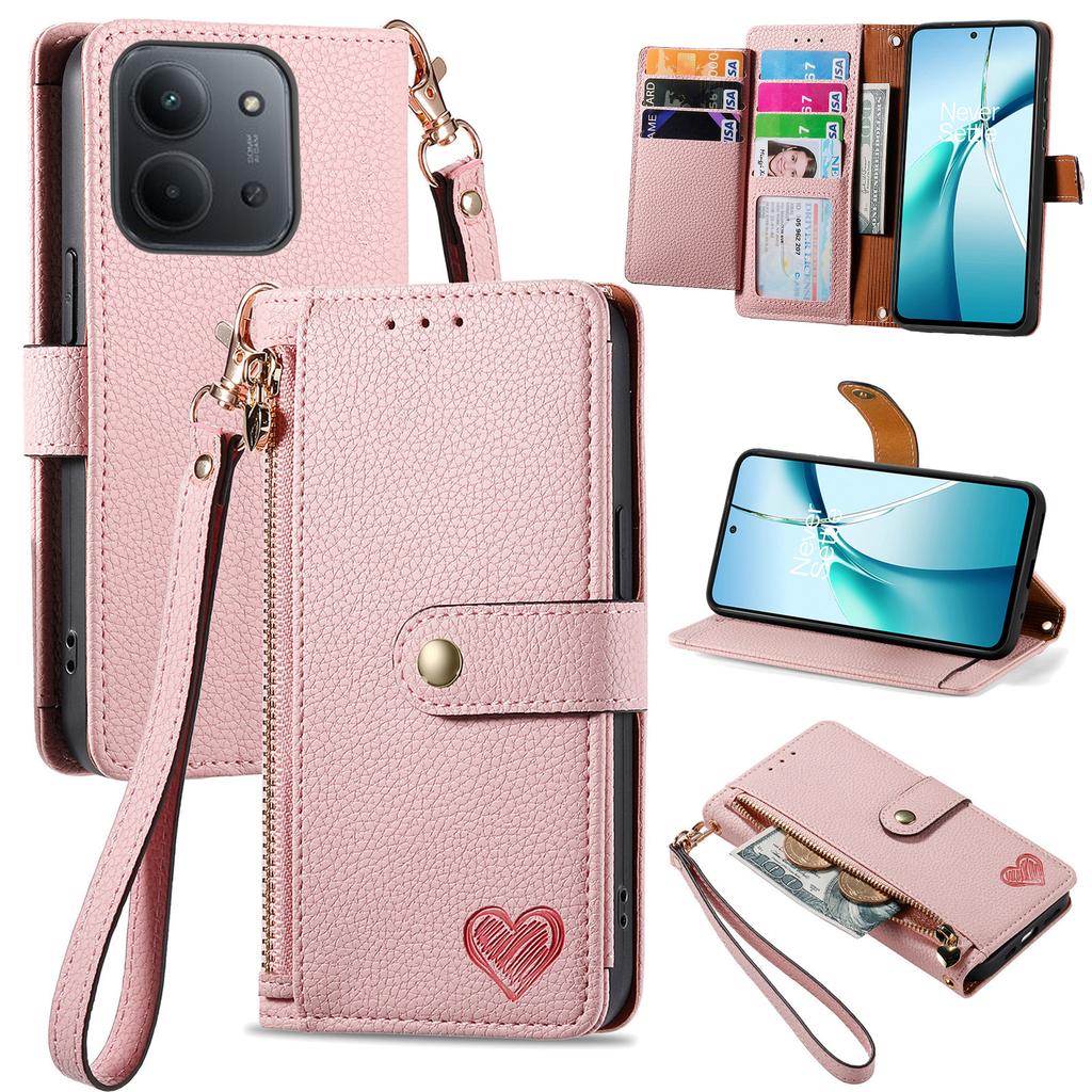 Per Xiaomi Redmi 15C 4G (Globale) (171mm)/Poco C85 4G (171mm) Custodia con Tasca con Zip Blocco RFID Portafoglio in Pelle Copri Telefono con Cinturino