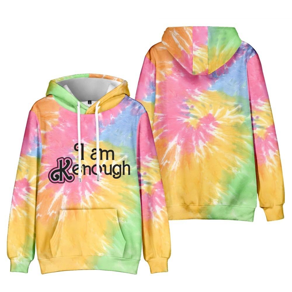 Unisex Cosplay Hoodie Pullover Women Men I Am Kenough Movie Tie Dye Hoooded Sweatshirt Costume XS