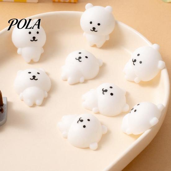 4Pcs Mini Cartoon Bear Squeeze Toy, Stress Relief White Bear Sensory Toy, Focus Aid Hand Relaxation Fidget Toy, Party Favors