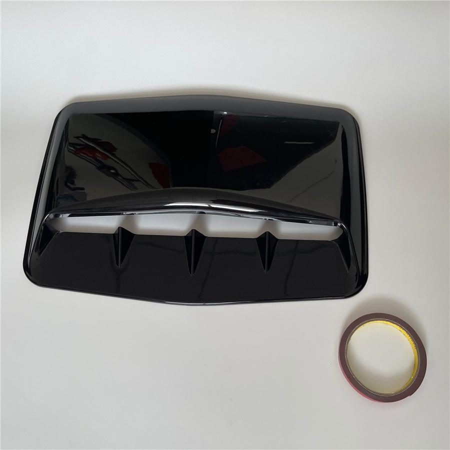 Gloss Black ABS Air Flow Intake Hood Shark Fins Scoop Vent Bonnet Decor Cover x1