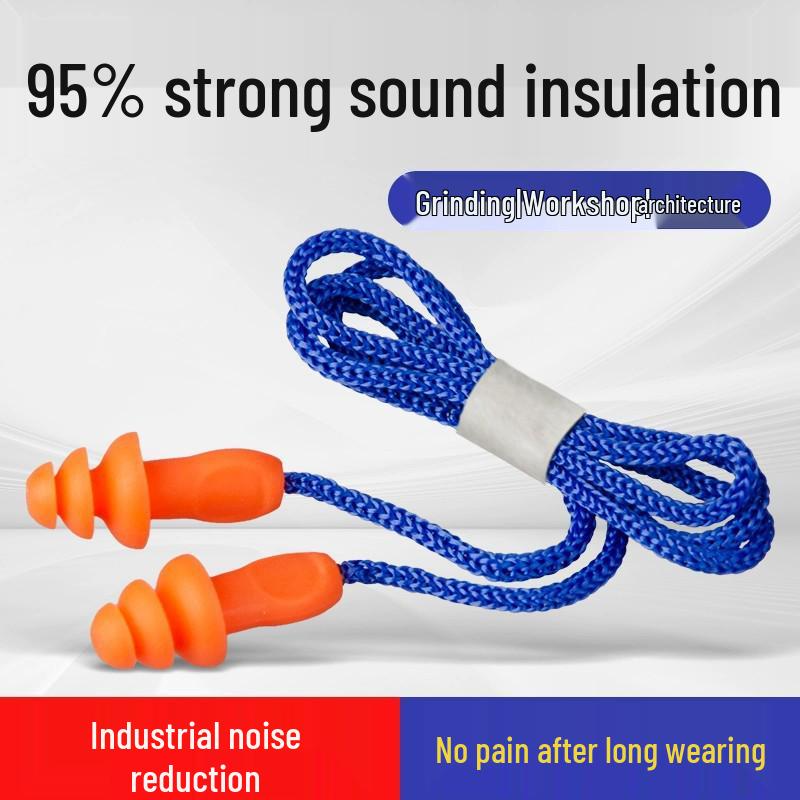 Soundproof Waterproof Silicone Earplugs with Anti-lost Cord for Swimming and Noise Reduction