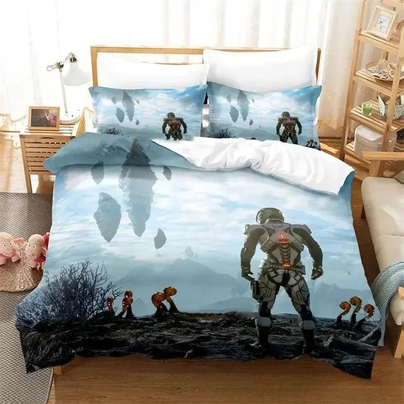 3D Print Spel Mass Effect Comfortabele Dekbed Dekbedovertrek Kussensloop Beddengoed Set Kinderkamer Decoratie Huis Textiel