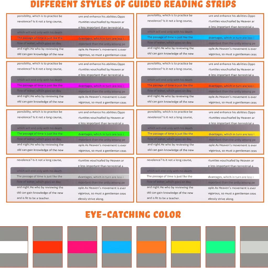 Guided Reading Highlighter Strips, Effective Learning Aids to Overcome Reading Difficulties, Ideal Home Tools for Kids Readers