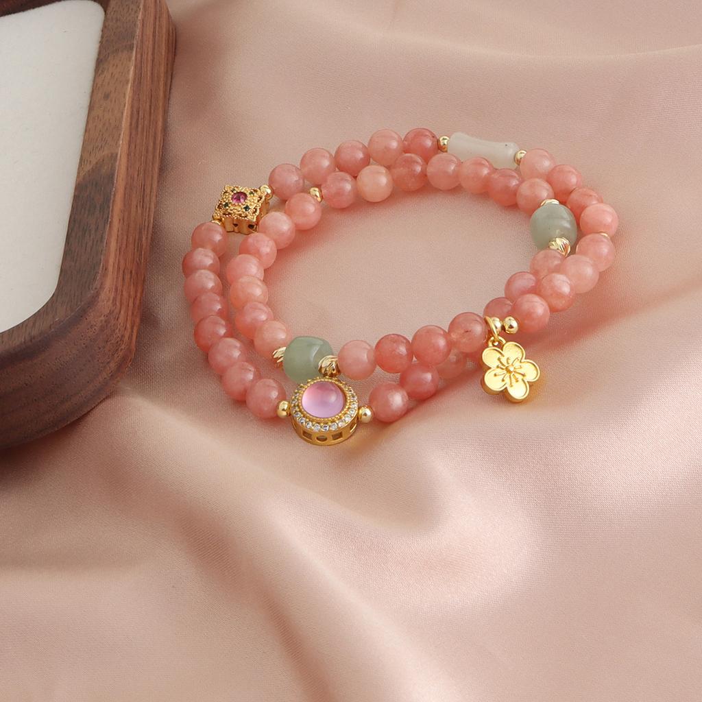 Bracelet Duobao Peach Blossom Natural Crystal Bracelet Growing National Style Versatile Simple Fashion Bracelet