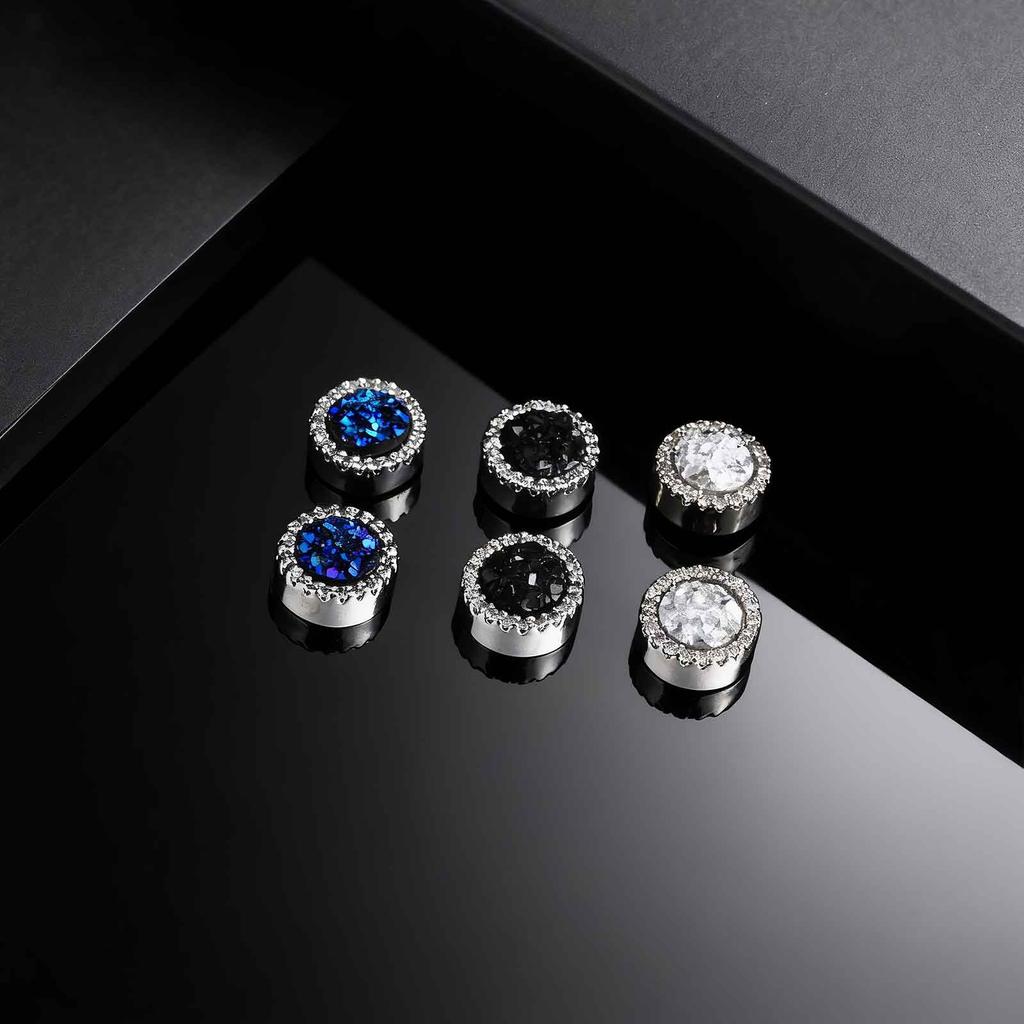 Non Piercing Magnetic Ear Studs Clips Round Zircon Metal Small Clip on Earrings for Men Fashion Punk Jewelry Gifts