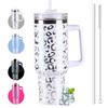 40oz Stainless Steel Leopard Print Tumbler with Lid Large Capacity Coffee Cup Portable Insulated Bottle Travel Home Summer Gift