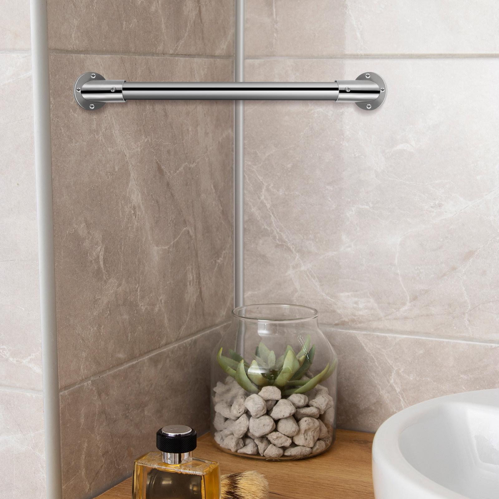 

2Pcs Stable Closet Rod Flange Holder Stainless Steel Bracket Support for Wardrobe Bathroom Shower Curtain Socket other