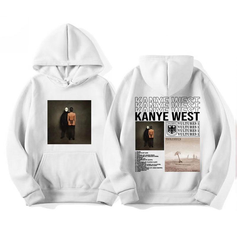 Rapper Kanye West Yeni Albümü Vultures Grafik Kapüşonlu Erkek Kadın Vintage Moda Sweatshirt Erkek Gotik Oversize Kapüşonlu Streetwear