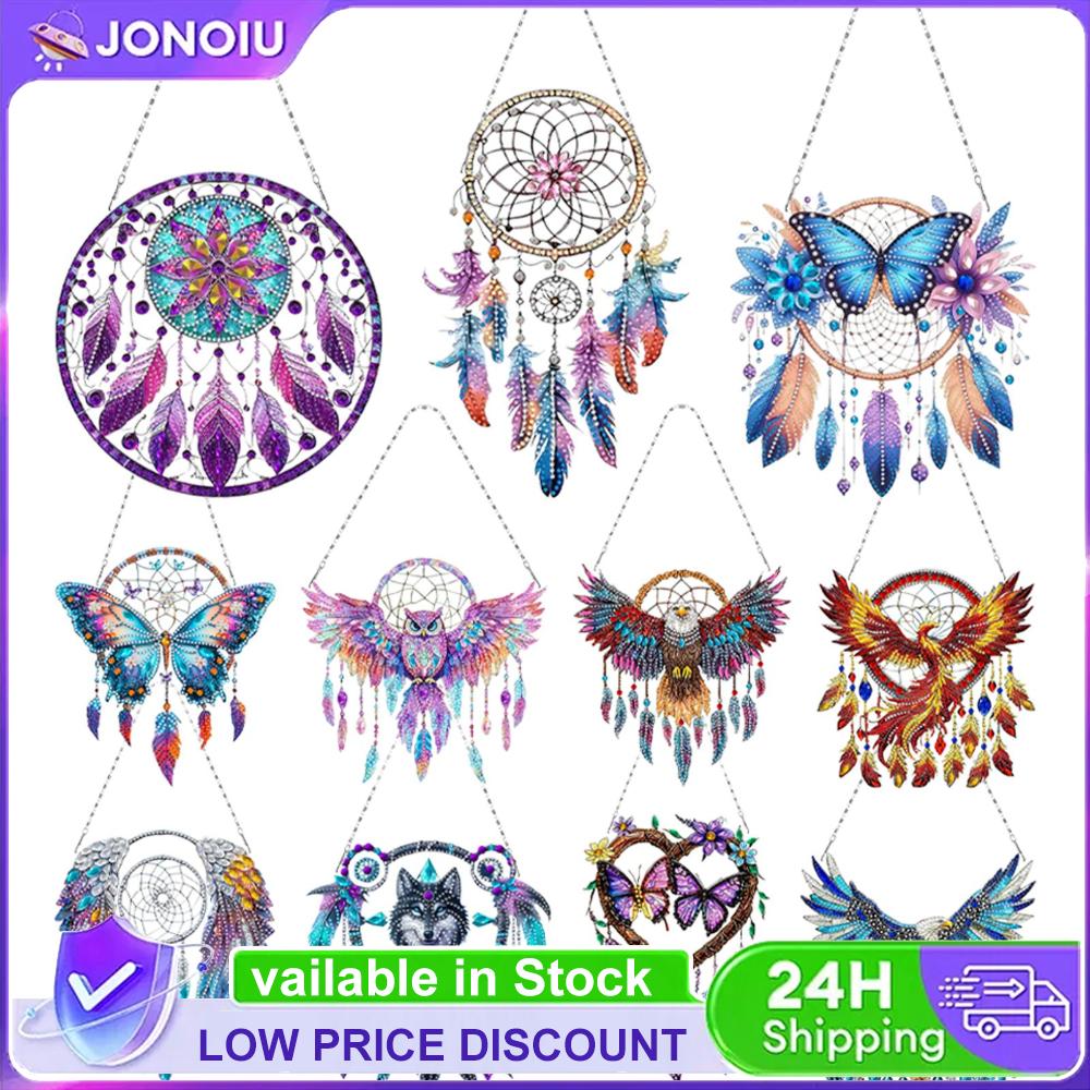 2D/Flat DIY Diamond Painting Set Hanging Diamond Art Kits Rhinestone Diamond Art Window Pendants Wall Decor for Home & Windows