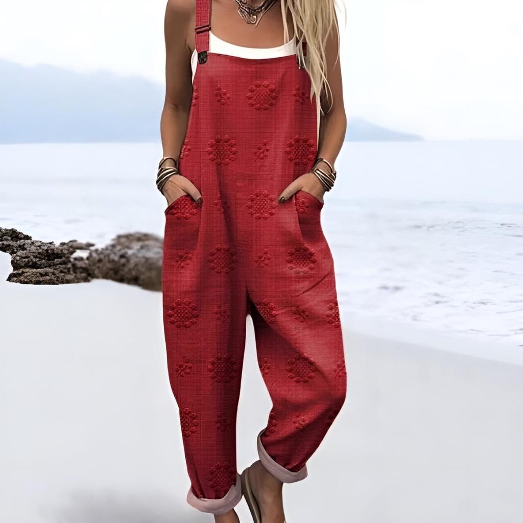 VIONA Modischer Jumpsuit, Geknöpfter Latzhose Casual Jumpsuit, Digital 3D Bedruckter Jumpsuit, Sommer Leichte Baumwolle Overalls