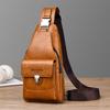 WEIXIER Men's Leather Sling Bag Crossbody Backpack Water-Resistant Shoulder Bag for Travel, Hiking, Daily Commute