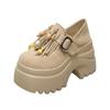 2025 Women's High Platform Leather Shoes New Spring 9CM Heels Chunky Sneakers Female Lace-up Loafers Walking Shoes Woman