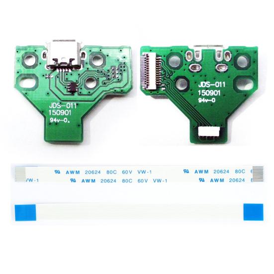 2Pcs USB Charging Port Board for Sony PS4 Controller JDS-011 12Pin Flex Cable