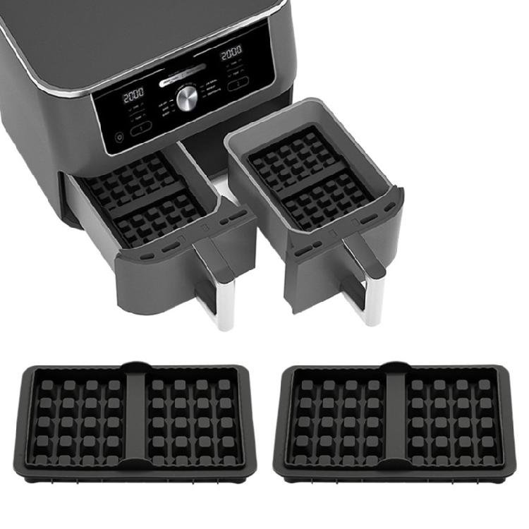 2Pieces Air Fryers Compatible Waffle Pan Set Silicone Bakeware with Handle Oven Safe Waffle Molds for Easy Removal
