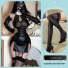 Golden Night Sexy Lingerie Nun Costume with Chest Enhancing Hip-Hugging Nightgown