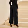 Women  Elastic High Waist Pant Casual Active  Fit Wide Leg Long Pants Trousers With Pockets
