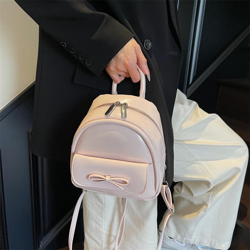 Korean version of fashion portable small bag women's 2025 new bow backpack casual schoolbag
