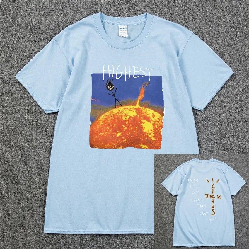 2022 Brand New Cactus Jack Luxury Unisex Cotton T Shirt Hip Hop Unisex Women Print Couple Lovers Harajuku T-Shirts Rainbow Tshirt