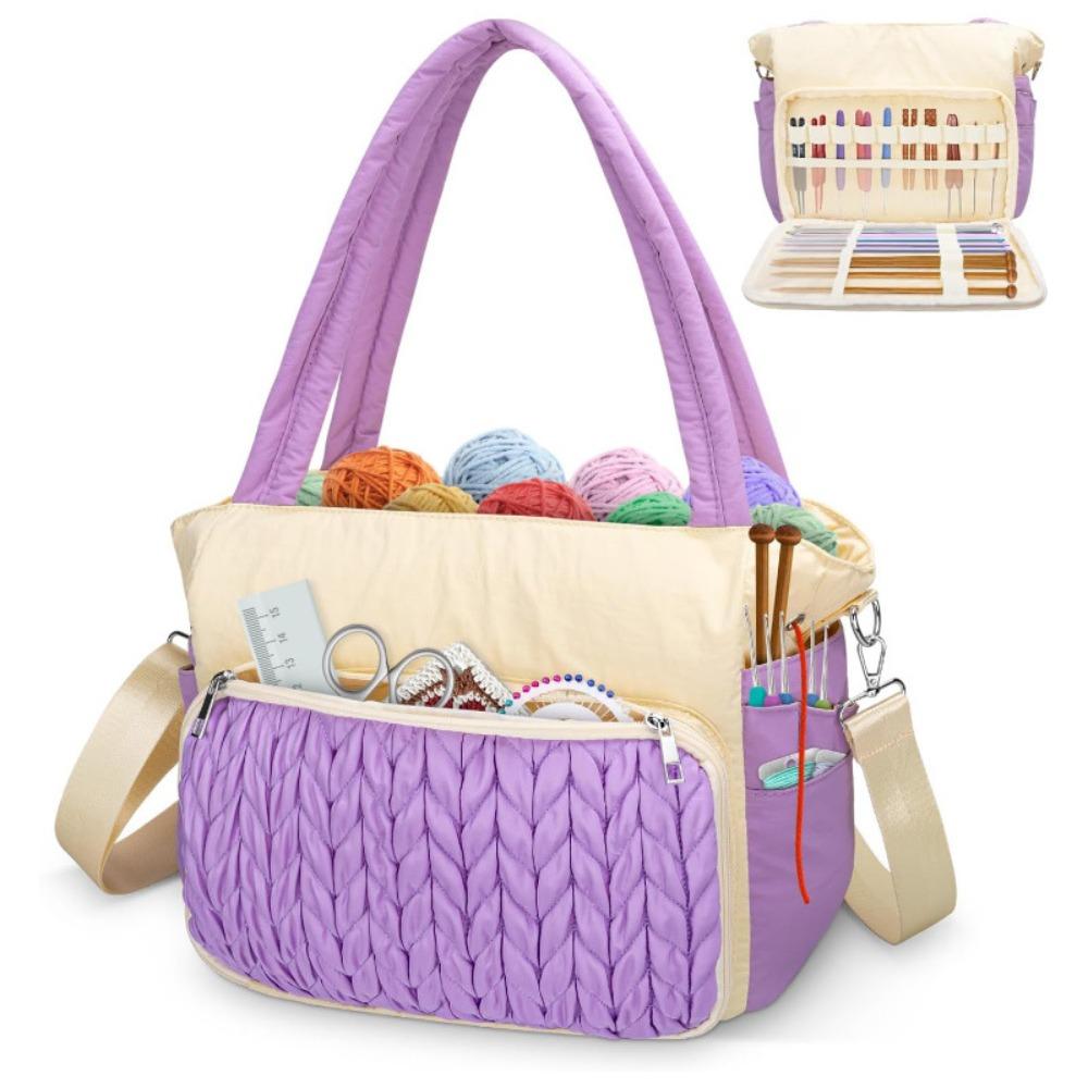 Large Capacity Crochet Yarn Storage Bag Multiple Pockets Craft Storage Yarn Bag Organizer Washable Corduroy Material