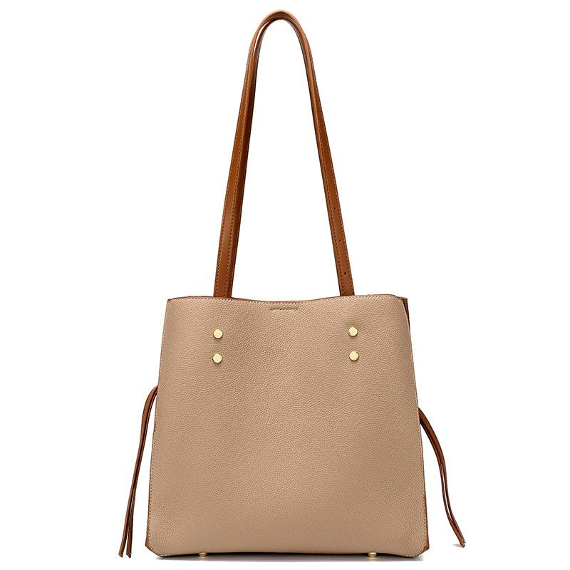 Customized Version of Large-capacity Tote Bag, New Trendy Fashion and Simple Shoulder Bag PU Soft Leather Women's Commuter Bag, Large Bag