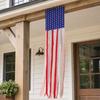 Patriotic Decorations Wreath & Flag Banner, 3D Star Hanging Ornaments for Front Door, Weatherproof Porch Hanging, Outdoor Wall Sign for Independence