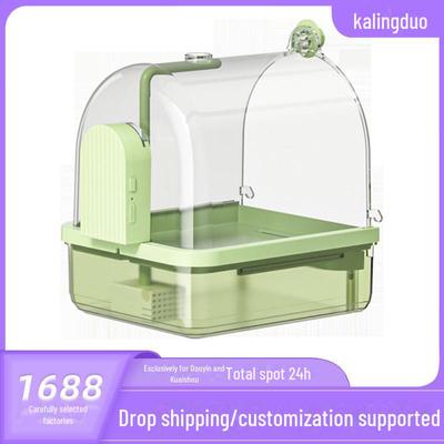 Bird Bath Tub - Black Phoenix Peony Bird Cage with External Parrot Bath Box