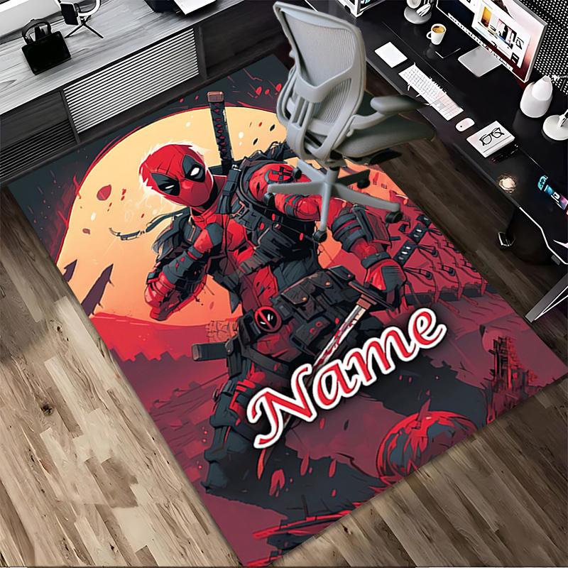Personalized Name Deadpool Armor Living Room Non-Slip Area Rug Soft Carpet for Bedroom Kids Playroom Sofa Office Home Decor Doormat