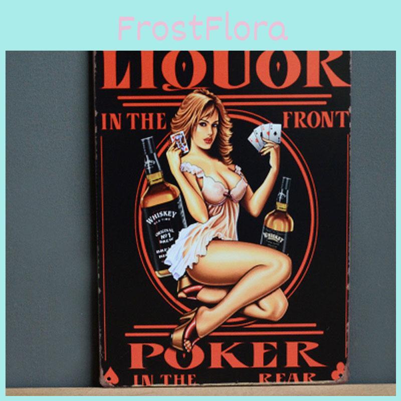 Elegantní Sexy Dáma Kovový Plakát Pin Up Dívka Plechová Cedule Pro Retro Bar Dekor