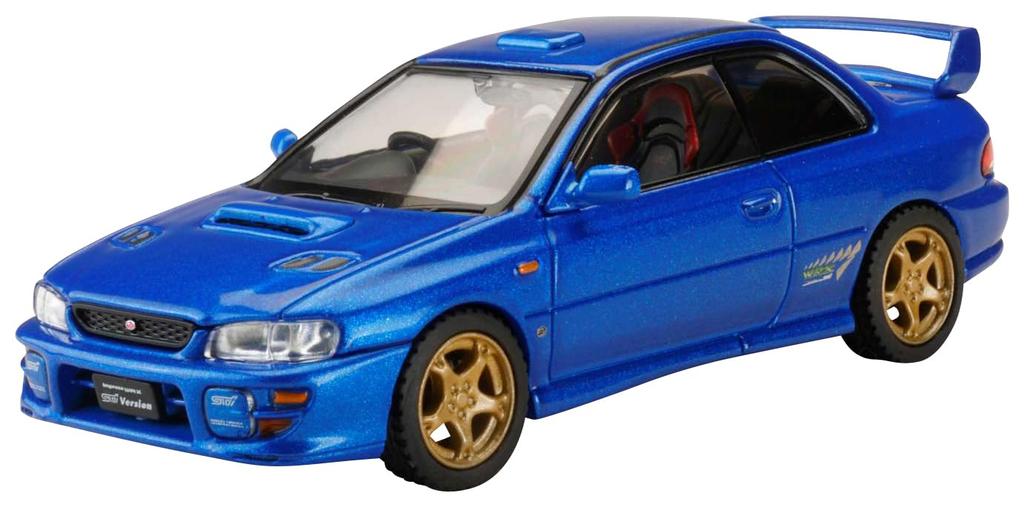 HJ64 Scale Subaru Impreza PURE SPORTS COUPE WRX type R STi Version V Limited Sonic Blue Mica Finished Model HJ641079FBL 1/64 (GC8)