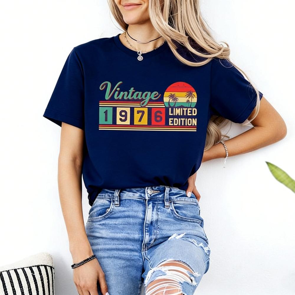 Vintage 1976 Limited Edition Birthday T-Shirt Classic Retro Style Graphic Printed Tshirt Men Women Fashion Tops