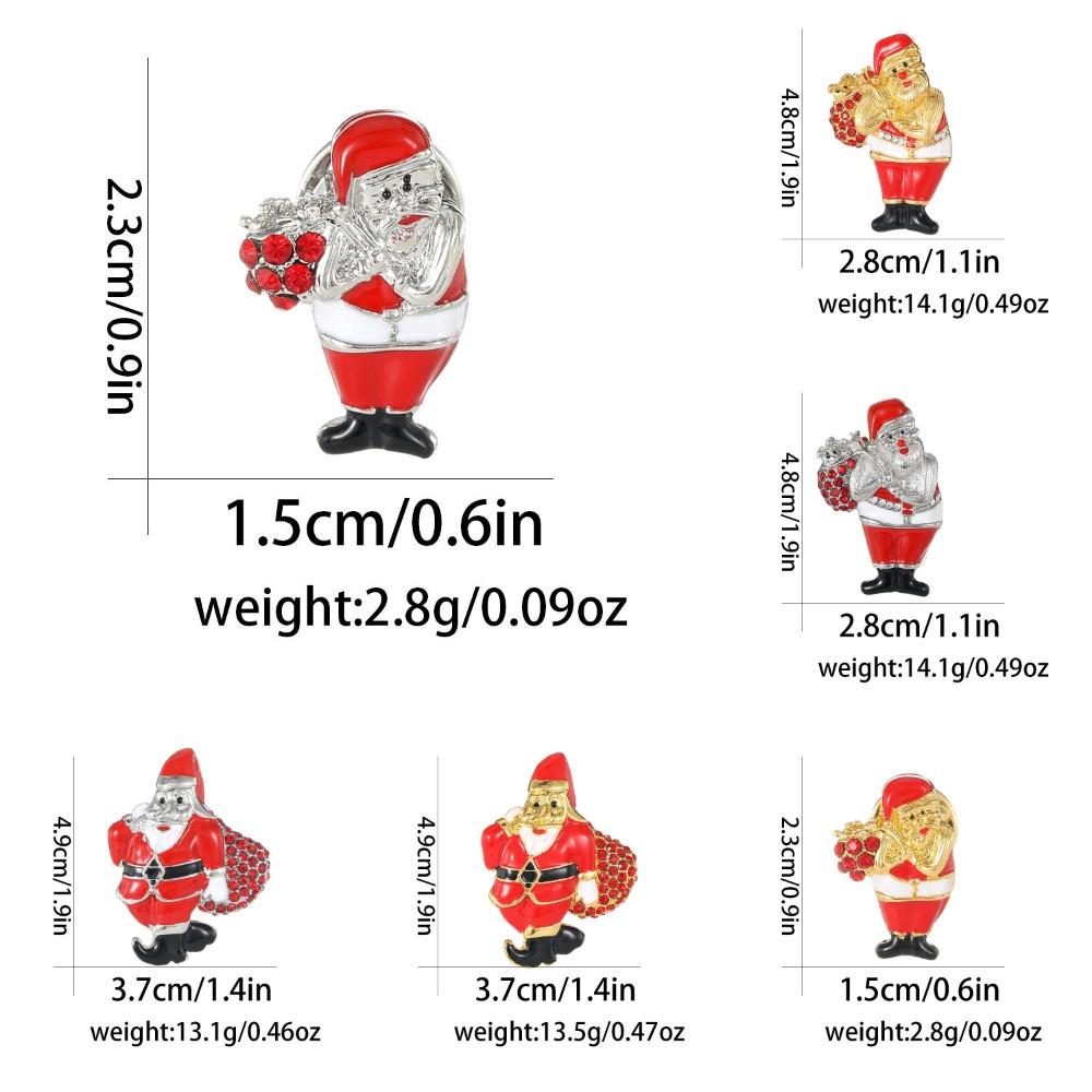 Personality Pretty Santa Claus Crystal Brooches 3D Gold Silver Colors Father Christmas Lapel Pins Xmas Gift