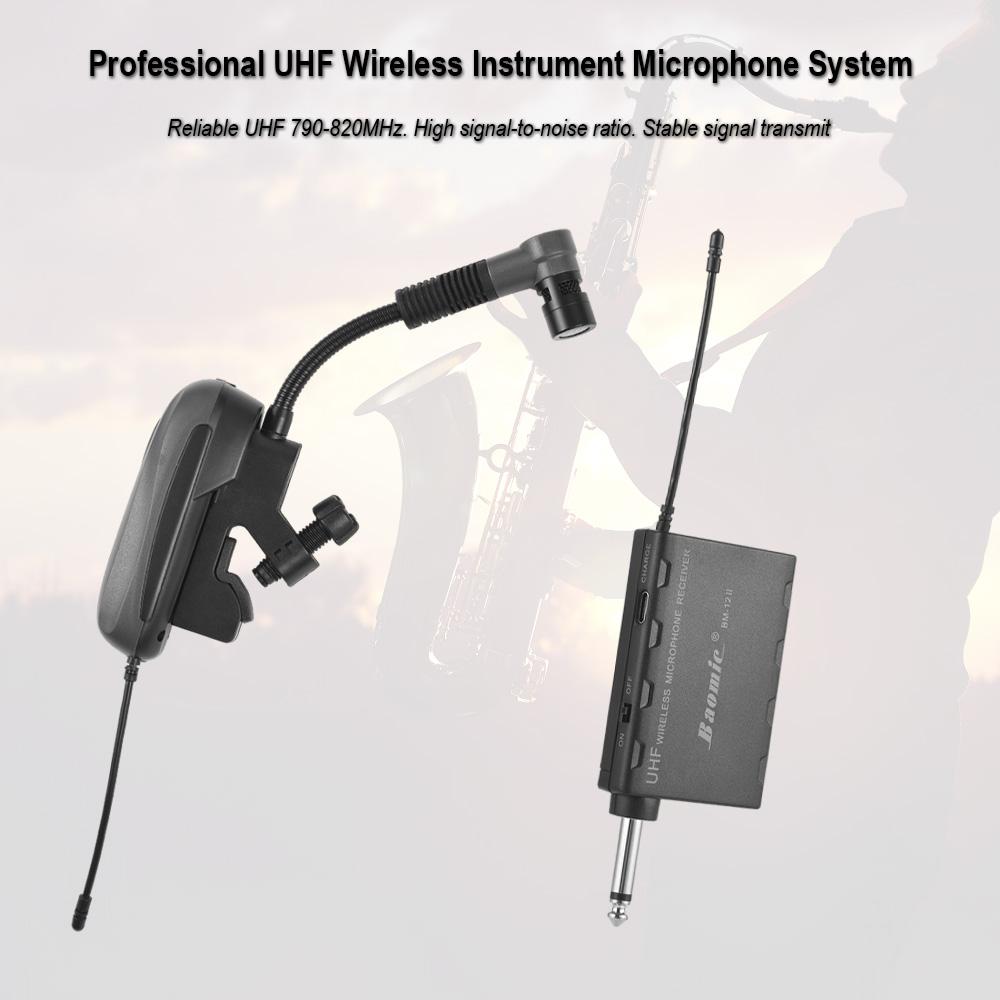 Baomic BM-12/V2 Professional UHF Wireless Instrument Microphone System Receiver & Transmitter 16