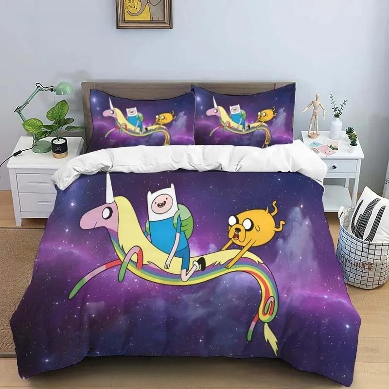 Premium Cartoon Adventure Time Finn And Jake Duvet Cover Comforter Bed Single Twin Full Queen Size 3D Youth Girl Boys Gift
