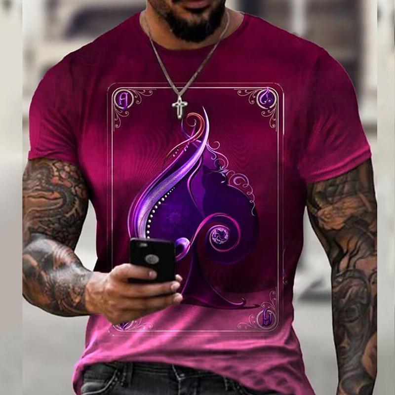 

Новая летняя мужская модная футболка с принтом игральных карт, мужская футболка, топ 2XL фиолетовый