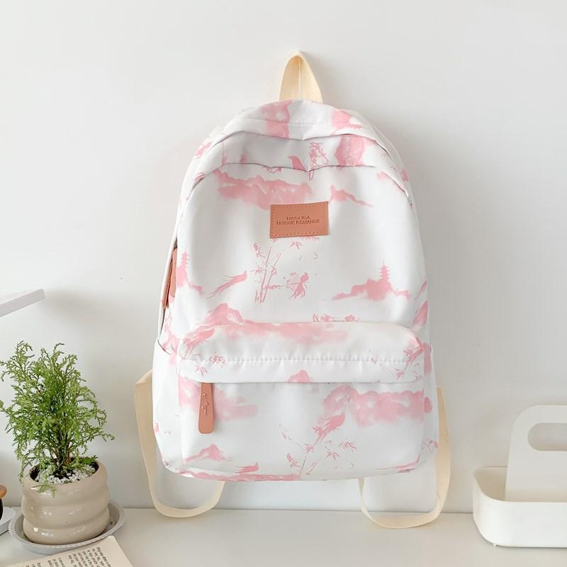 Chinese Style Ink Printing Schoolbag Female College Student Travel Backpack Light Casual Junior High School Student Backpack