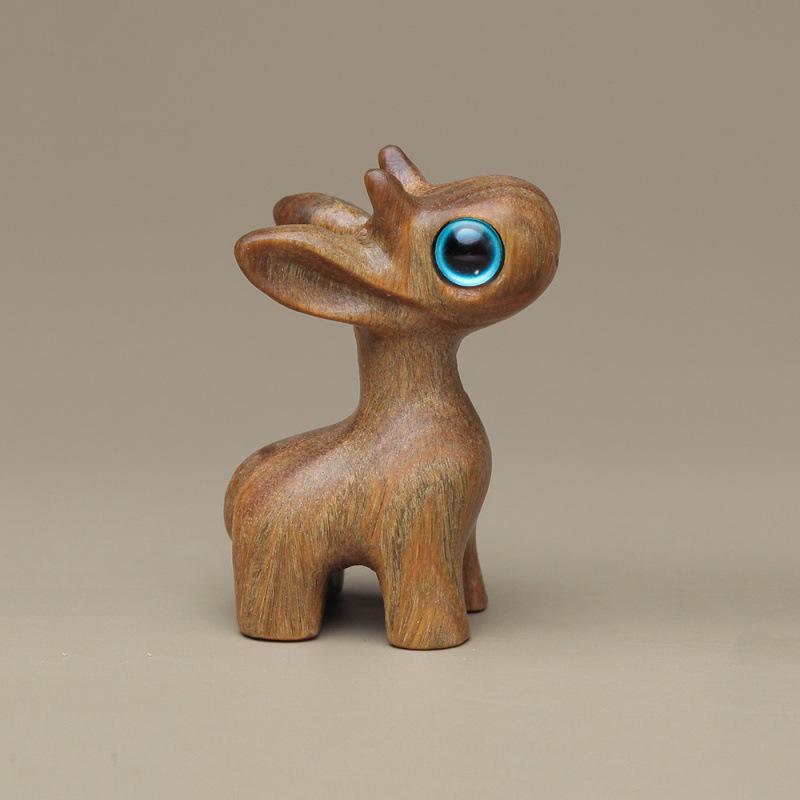 Green Sandalwood Carved Cat & Hippo Desktop Decoration for Home or Office