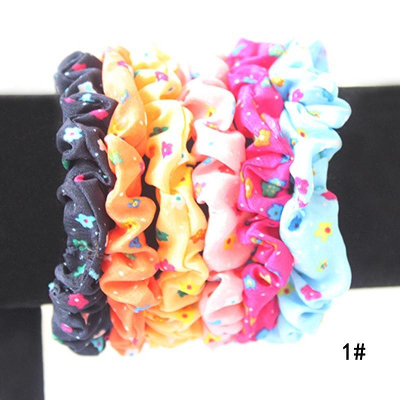 10 Pcs   Girl Elastic Hairband Polka Dot Printed Scrunchie Hair Rope Heairwear 10PCS