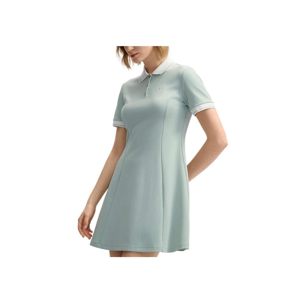 New FILA WHITE Short Sleeved Dress Women's Oat Gray F11W523310F-GY