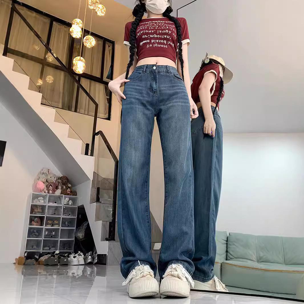

Women s Summer Thin Tencel High-Waist Wide-Leg Jeans XL