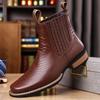 New European and American retro men's large-size crocodile pattern Chelsea short boots