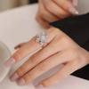 Fashion Luxury Crystal Rotatable Snowflake Rings for Women Anti Stress Anxiety Zircon Adjustable Ring Christmas Jewelry Gifts