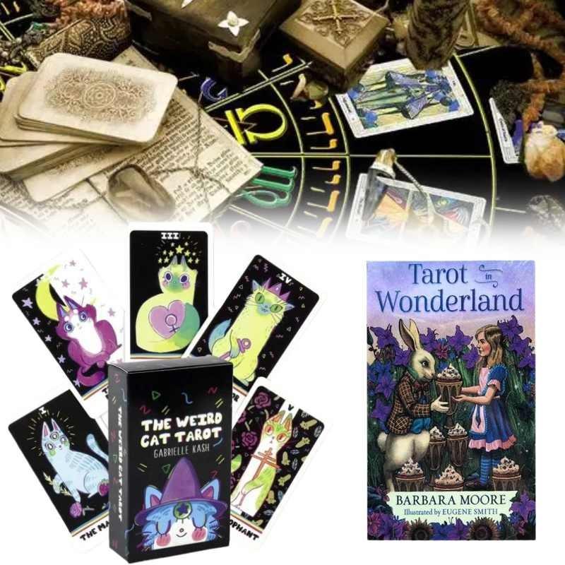 The Weird Cat Tarot In Wonderland Cards Set With Colorful Box For Divination And Entertainment