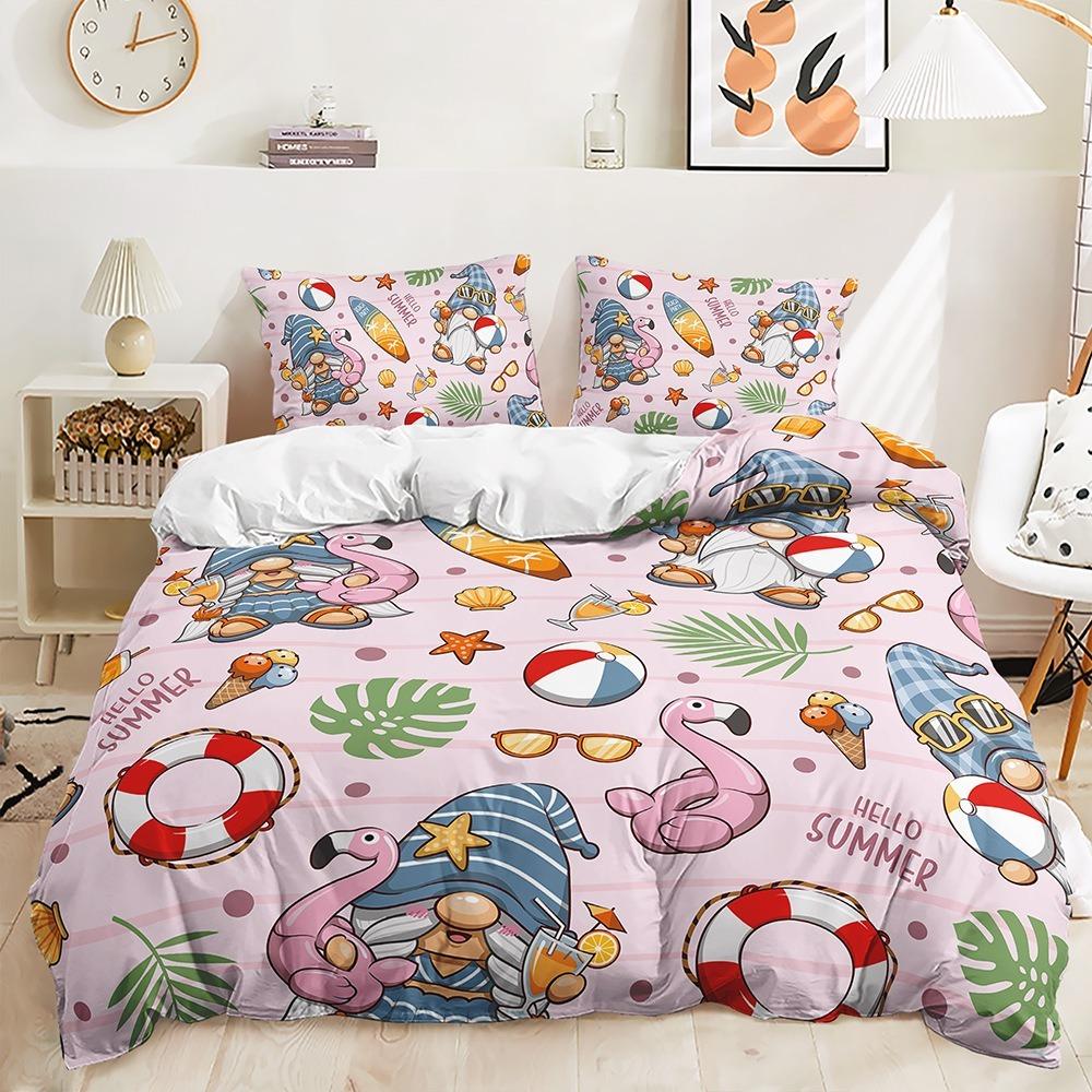 3D Flamingo Duvet Cover Full Size 2/3 Animal Pattern Bedding Set with Pillowcases for Teens and Boys 2/3 Polyester Duvet Cover