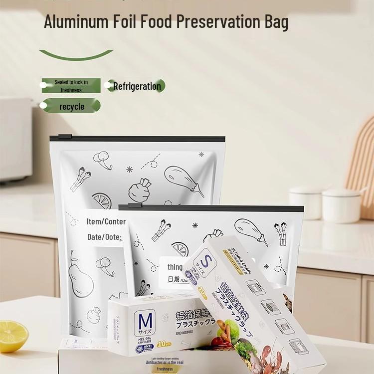 Food Grade Zipper Aluminum Foil Storage Bag for Freezing & Fresh-Keeping Meat and Vegetables
