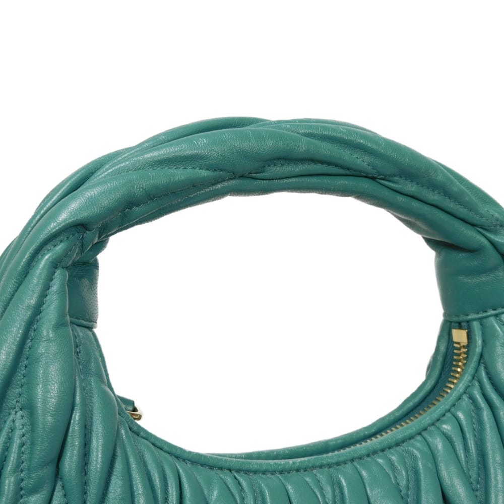 Used Wonder Matelasse Hobo Bag (12166), 5BC125 N88 F0K41 7922, with RFID, Green, 2-Way Logo, Laguna, Women's from Japan